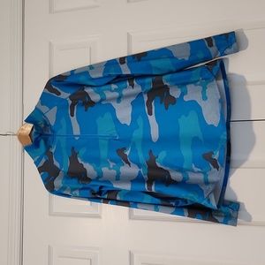 Women's Under Armour Blue Camo Print Half Zip Running Jacket Size L